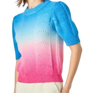 English Factory Puff Sleeve Ombré Sweater Top Shortsleeve